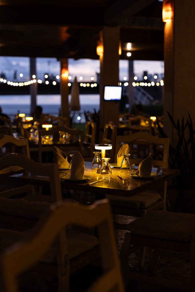 Candlelit tables at night at Oscar's restaurant in Puerto Vallarta