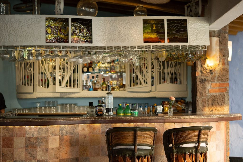 The bar at Oscar's restaurant for cocktails before dinner in Puerto Vallarta