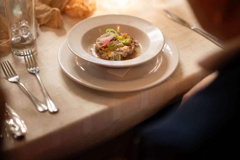 Ceviche served by candlelight at a dinner at Oscar's in Puerto Vallarta