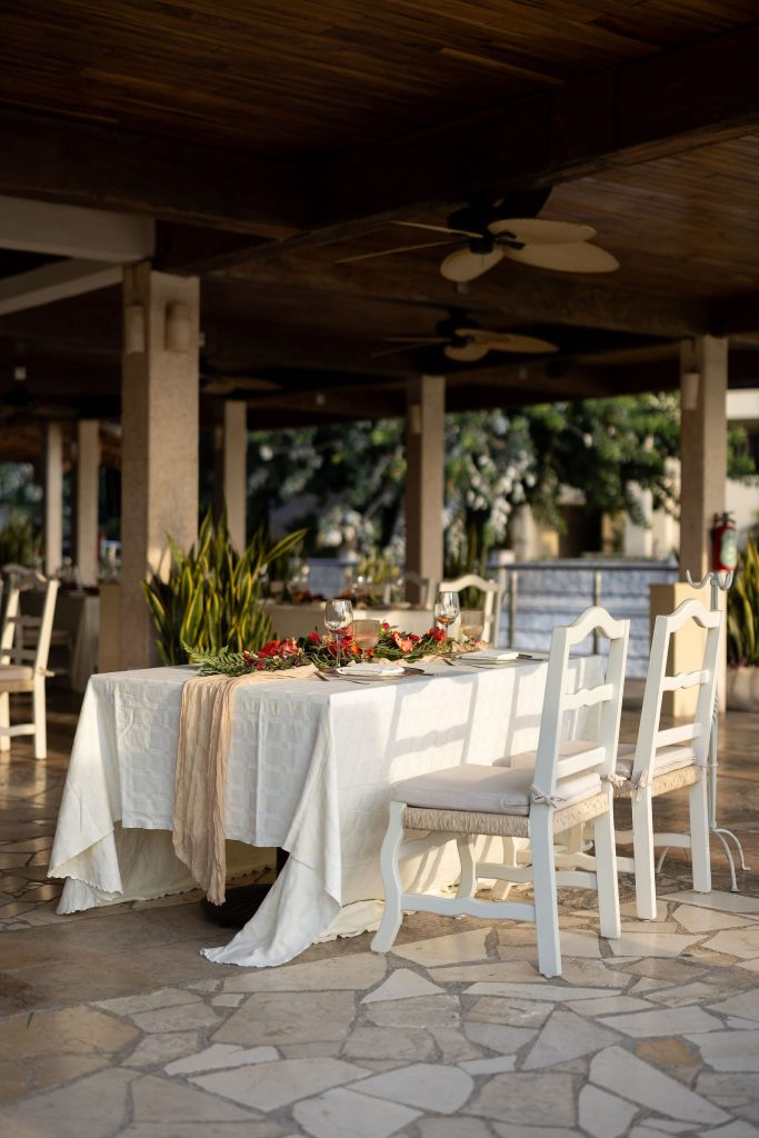 Private dinner table set on the terrace at Oscar's Puerto Vallarta