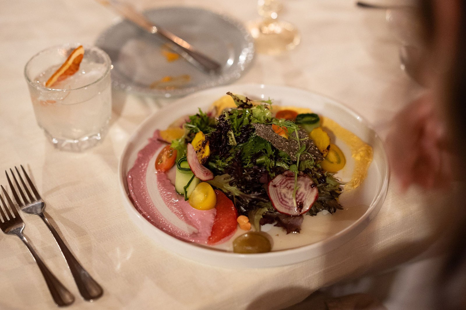 Fresh salad and cocktail at Oscar's restaurant in Puerto Vallarta